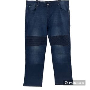 Lifted Research Group Jeans Men 42 NEW Blue Straight Fit Moto Stretch Dark Denim